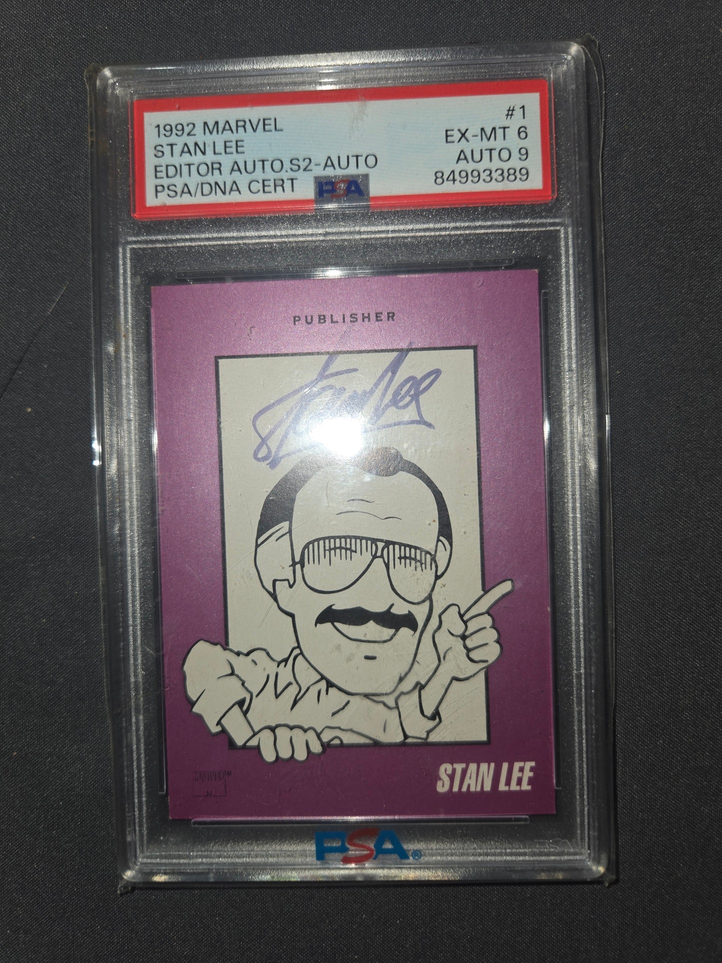 1992 Marvel Stan Lee Editor Auto PSA/DNA Certified EX-MT 6 Auto 9 Signed Card #1