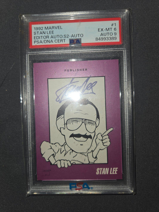 1992 Marvel Stan Lee Editor Auto PSA/DNA Certified EX-MT 6 Auto 9 Signed Card #1